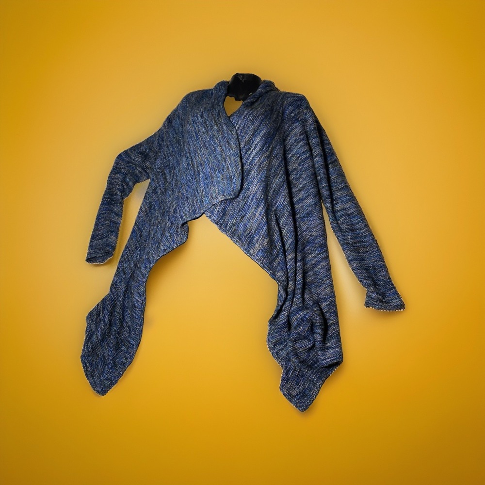 Torrid 2 Marled Cardigan Drape Front Knit Long Sleeve Sweater Blue Gray 2X